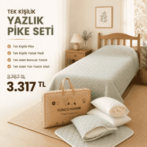 Tek Kişilik Yazlık Pike Seti | Doğal Yün Dolgulu